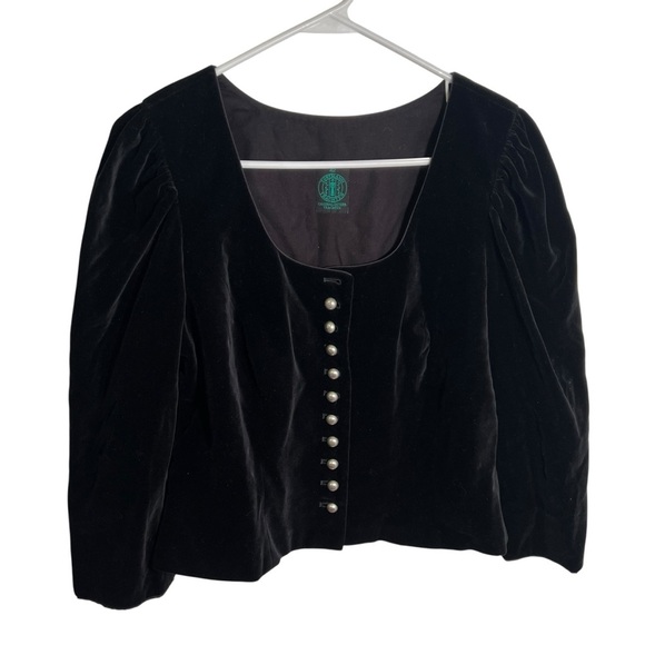Vintage Tostmann Velvet Top Long Sleeve Pearl Buttons 42 - Picture 1 of 12
